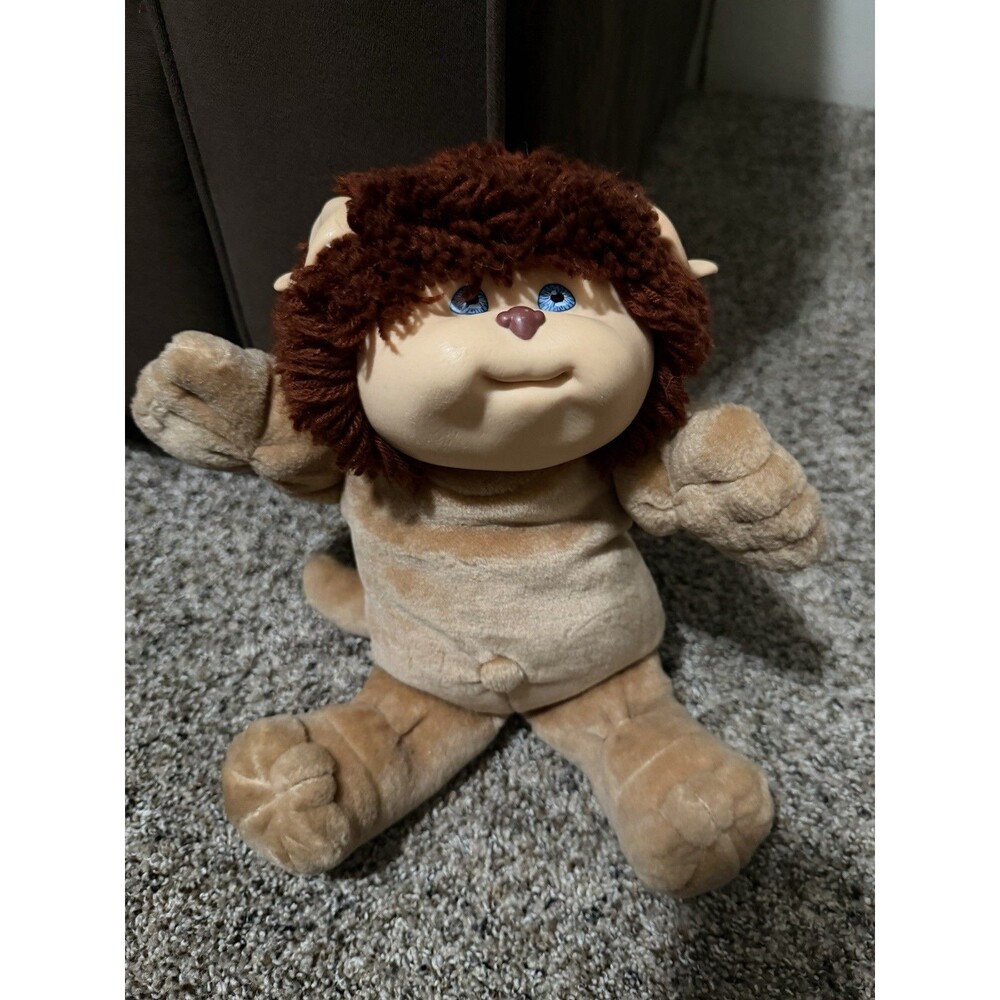 VTG 1983 Cabbage Patch Kids Koosas Lion Plush Doll Brown Blue Eyes Hard Face